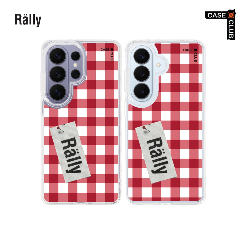 CaseClub เคสซัมซุง เคสแม่เหล็ก ลาย Rally Strawberry Check Rally ตารางสตรอว์เบอร์รี่ สำหรับ Galaxy S26/S26 Ultra