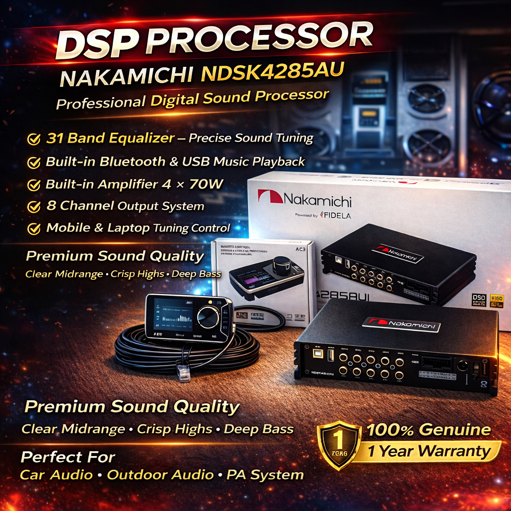 DSP ยี่ห้อ NAKAMICHI รุ่น NDSK4285AU 31 BAND ปรับจูนจากมือถือและโน๊ตบุ๊ค แท้!! มีใบรับประกัน