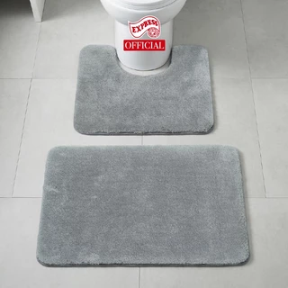 EXPRESS CARPET พรมห้องน้ำ2ชิ้น 45x70cm+ตัวU50x60cm พรมเช็ดเท้าหนานุ่ม+พรมชักโครก มีกันลื่น ซักได้