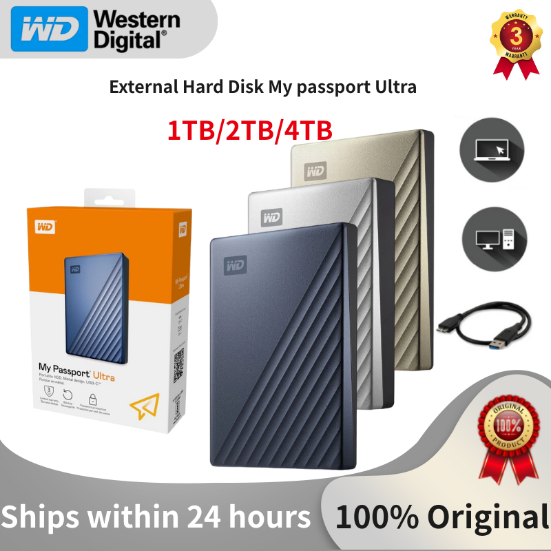 1TB 2TB 4TB External Hard Disk WD My Passport Ultra USB3.0 HDD 2.5'' Portable hard drives