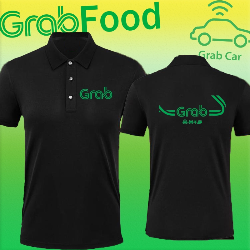 เสื้อโปโล GrabFood มี สกรีนลาย Grab เสื้อโปโล ไรเดอร์ พนักงาน ผ้า COTTON ความสะดวกสบายในการสวมใส่