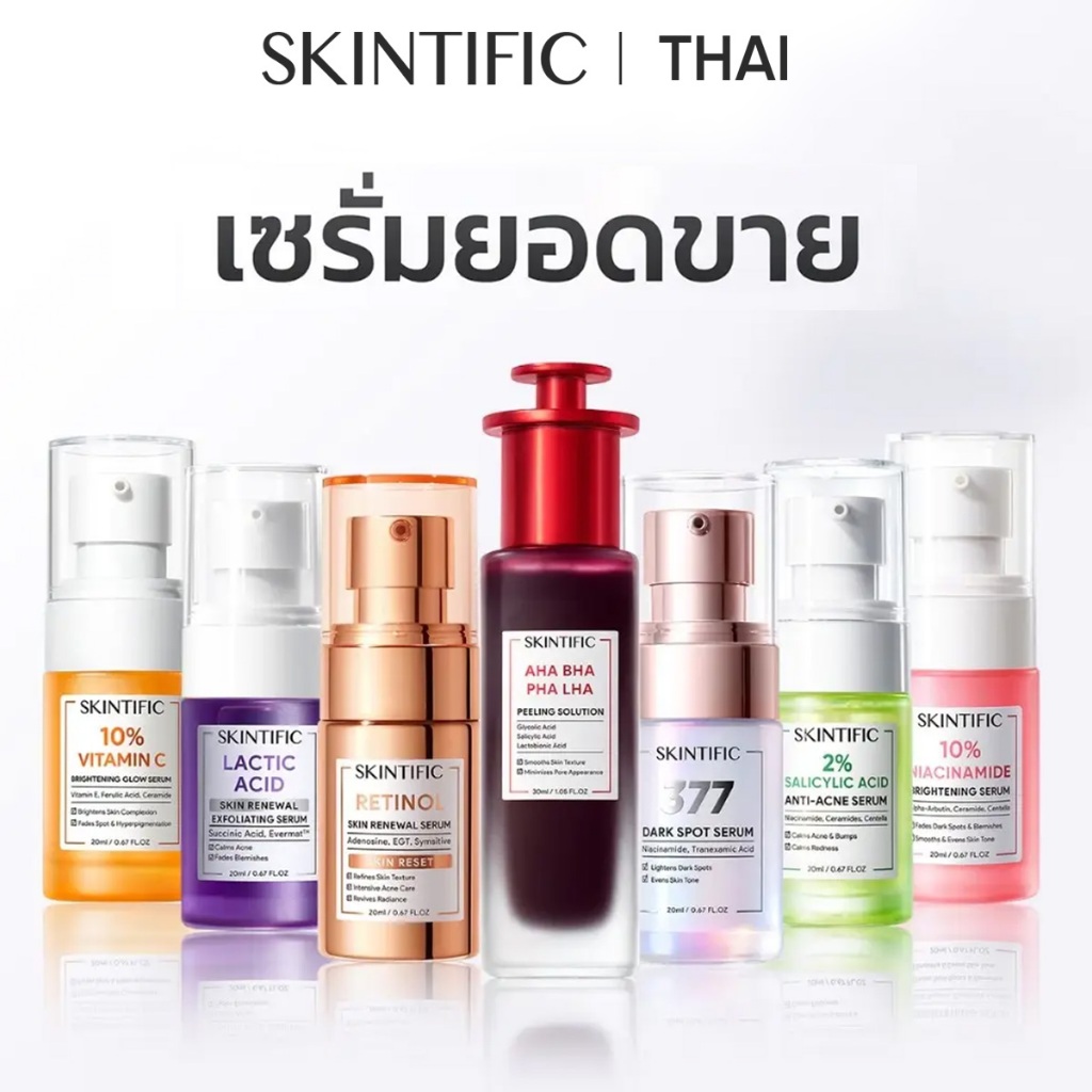 SKINTIFIC Peeling Solution Serum - 30ml | 377 & Niacinamide เซรั่มลดการเกิดสิว กระชับรูขุมขน ลดความม