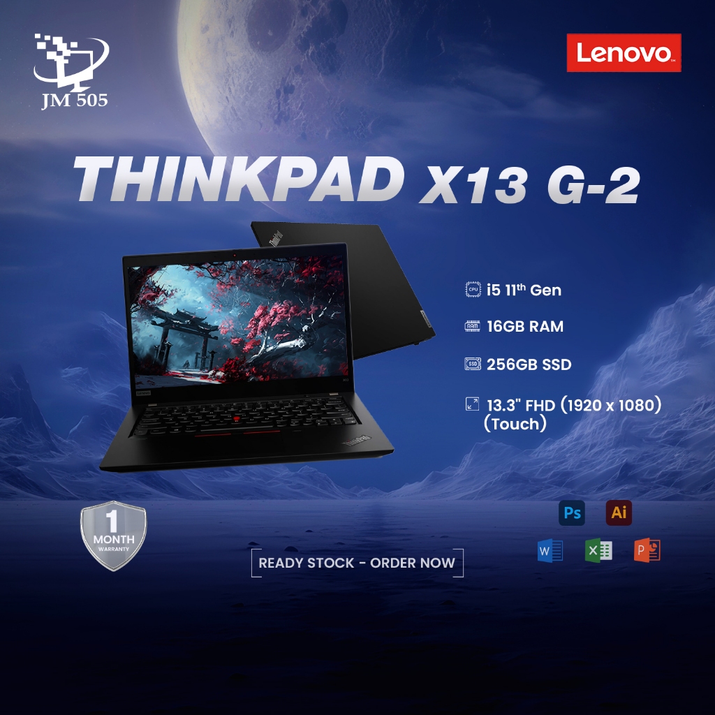 [2nd Hand] Lenovo ThinkPad X13 Gen 2 — Core i5‑11th Gen / 16GB / 256GB SSD / 13.3” FHD Touch or Non-