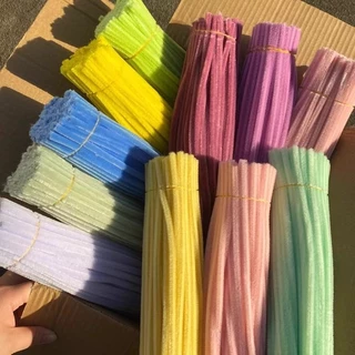 【100pcs】เซทลวดกำมะหยี่ หนาขึ้น ลวดกำมะหยี่ DIY ยาว 30ซม.สีสันสดใส ทำงานฝีมือ ทำดอกไม้