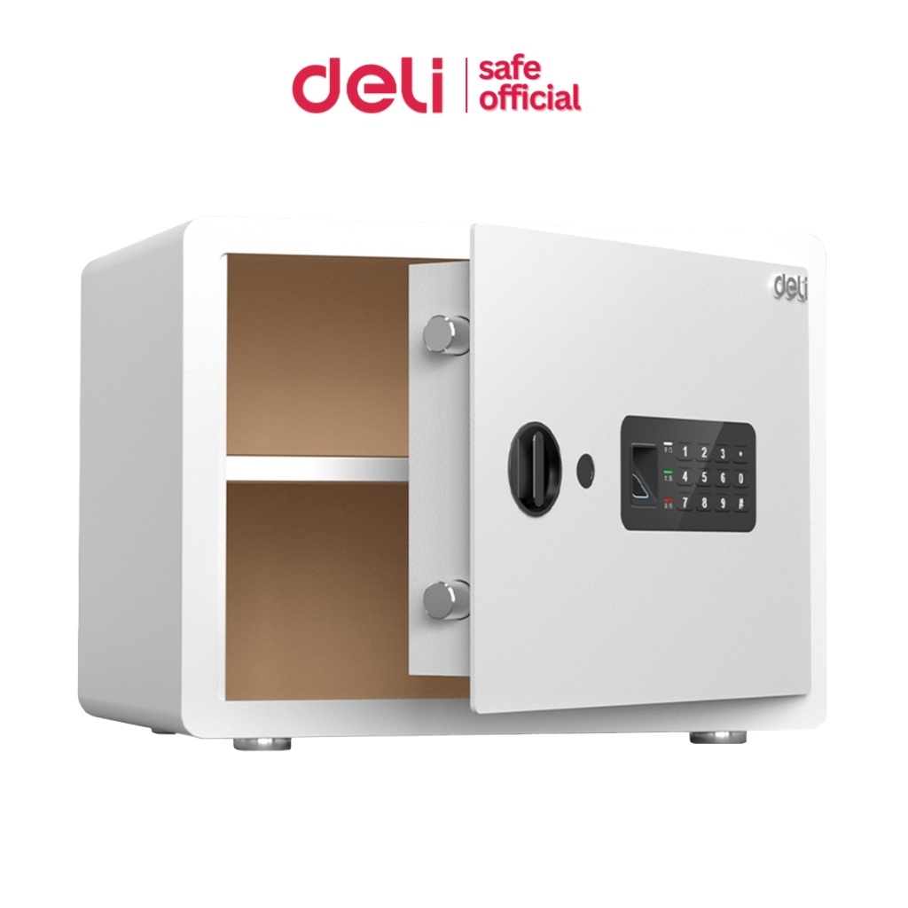 Deli ตู้เซฟ ตู้เซฟอิเล็คทรอนิกส์ สแกนนิ้ว รหัส กุญแจ กันไฟ 2ชั้น ทนทาน กระทัดรัด