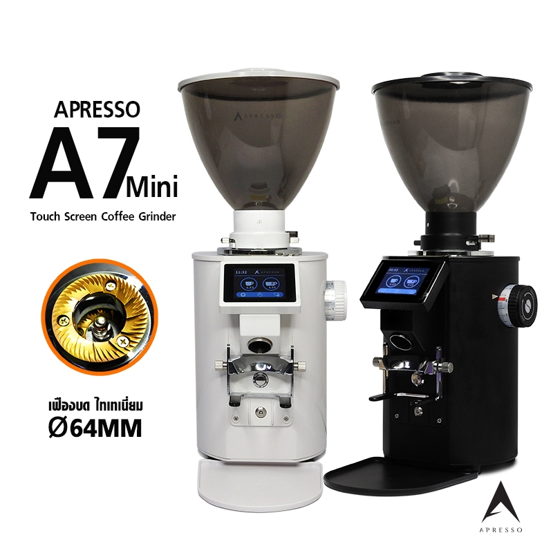 [New] APRESSO A7 mini Coffee Bean Grinder [Speciality] เครื่องบด เฟืองคอปเปอร์ 64 mm โถเมล็ด 700g. [