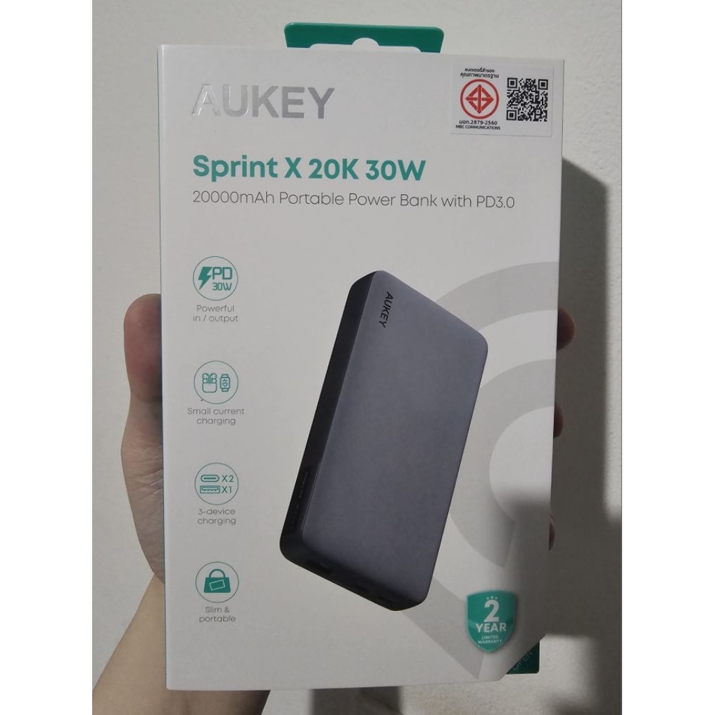 Aukey PB-Y42 - พาวเวอร์แบงค์ 20000 mAh 30W - มือ 1