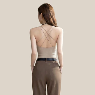 WsimpleBra | Sophia Crop Top สายเดี่ยว ทรงครอป มีบราในตัว เลิกใส่ชุดชั้นในและซิลิโคลปิดจุก