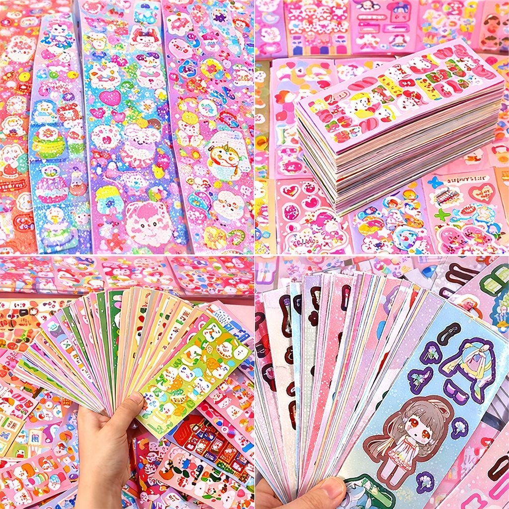 Sticker Decoration เลเซอร์ วิบวับ คละแบบมินิมอล และแต่งตัวตุ๊กตา สติ๊กเกอร์ DIY ตกแต่ง ไดอารี่ มือถือ โน๊ตบุ๊ค