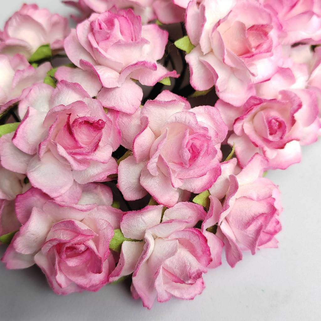 ดอกไม้กระดาษ ดอกกุหลาบ สีชมพูปัด (PI2) 30-35 มม ดอกไม้ประดิษฐ์ ดอกไม้ปลอม Paper Flower