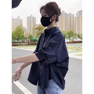 *พร้อมส่ง*เชิ้ตแขนสั้นหลวมสบายๆ คอปก เชิ้ตผู้หญิง เสื้อมินิมอล โอเวอร์ไซส์ ใส่ทำงาน รุ่นยอดฮิต#F069