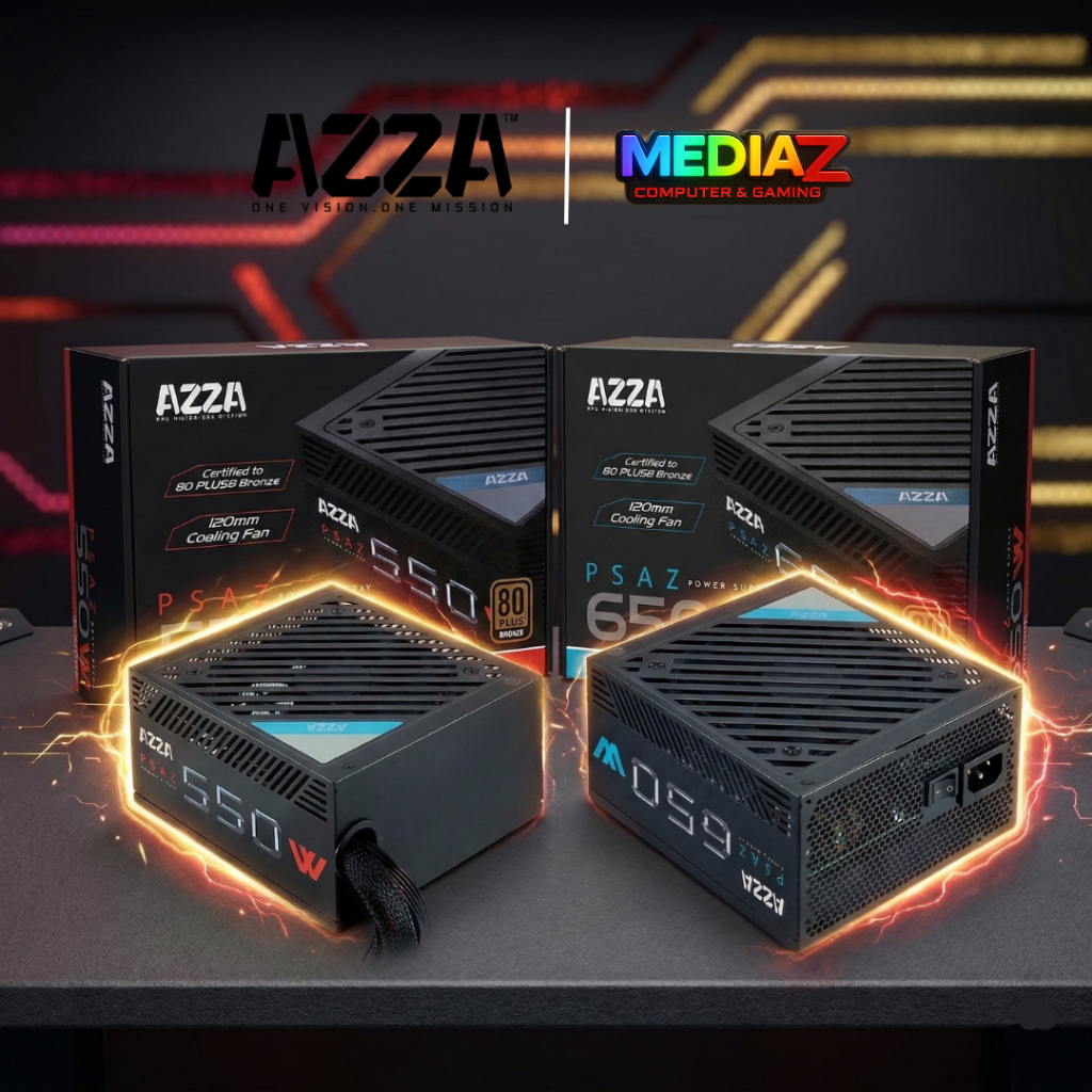 ส่งทันที PSU 80Plus Bronze 550W 650W วัตต์เต็ม ของแท้ ทนทาน สินค้าใหม่ สายดำหรู AZZA Power Supply