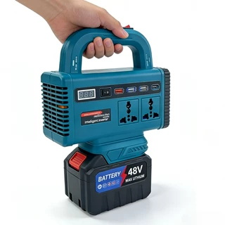 Makita อินเวอร์เตอร์ คลื่นไซน์บริสุทธิ์ เครื่องแปลงไฟUSB อินเวอร์เตอร์เพียวซายเวฟ หม้อแปลงไฟ 21V to 220V inverter socket