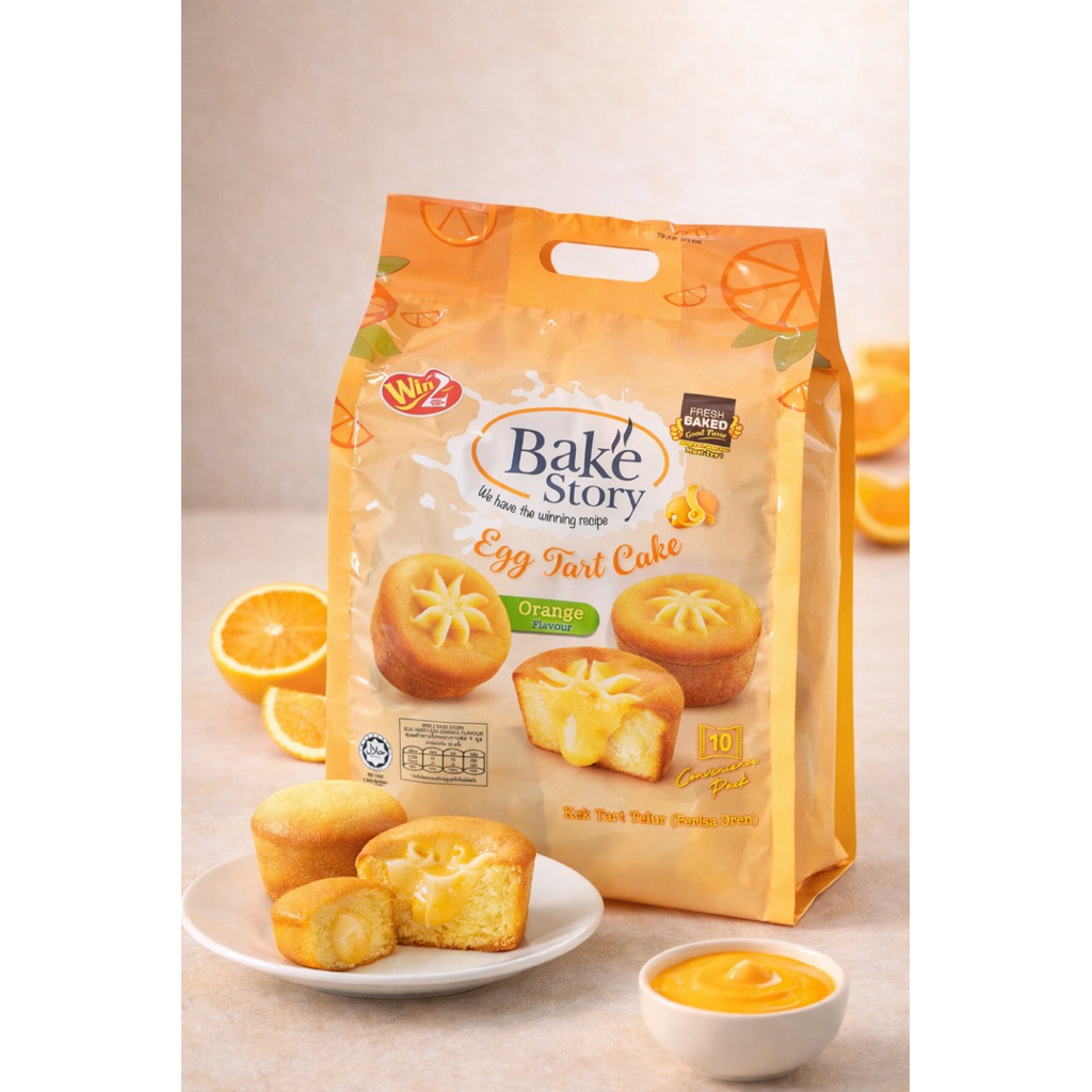 มินิเค้ก Win2 Bake’Story Egg Tart Cake มินิมัฟฟินเค้ก เค้กทาร์ตไข่ 1ห่อ 10ชิ้น เค้กสอดใส้ มัฟฟินเค้ก