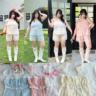 Lace Me - ชุดเซ็ท 2 ชิ้น เสื้อ+กางเกง อก 38-52 นิ้ว ชุดเซ็ทส…