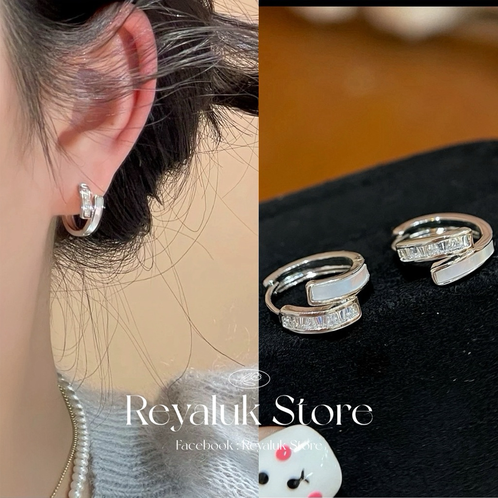 ต่างหูห่วง เพชรสไตล์เกาหลี ดีไซน์หรู มินิมอล ใส่ติดตัวได้ทุกวัน