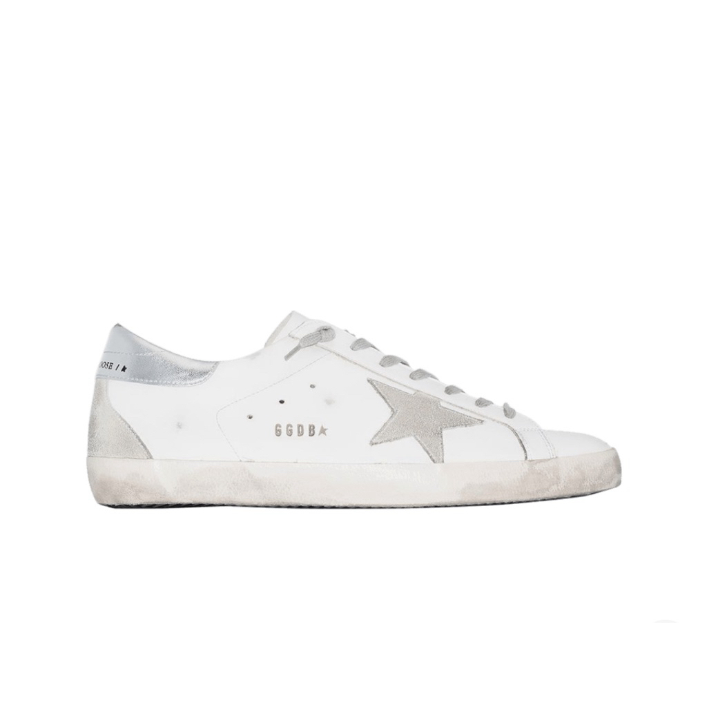Golden Goose Superstar White Silver Heel Tab Sneakers