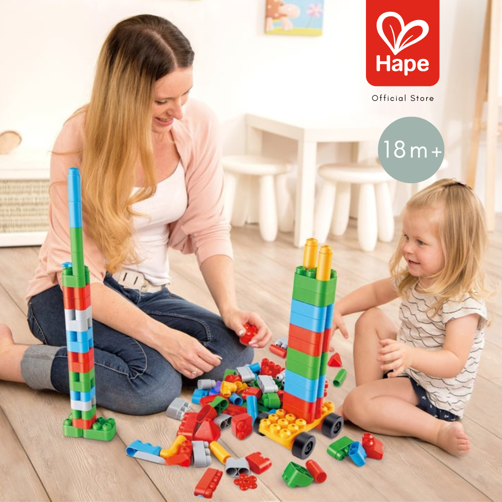 Hape - 128 Piece Building Block Set ตัวต่อโพลีเอ็ม 128 ชิ้น พร้อมกระปุก 18M+ รูปที่ 3