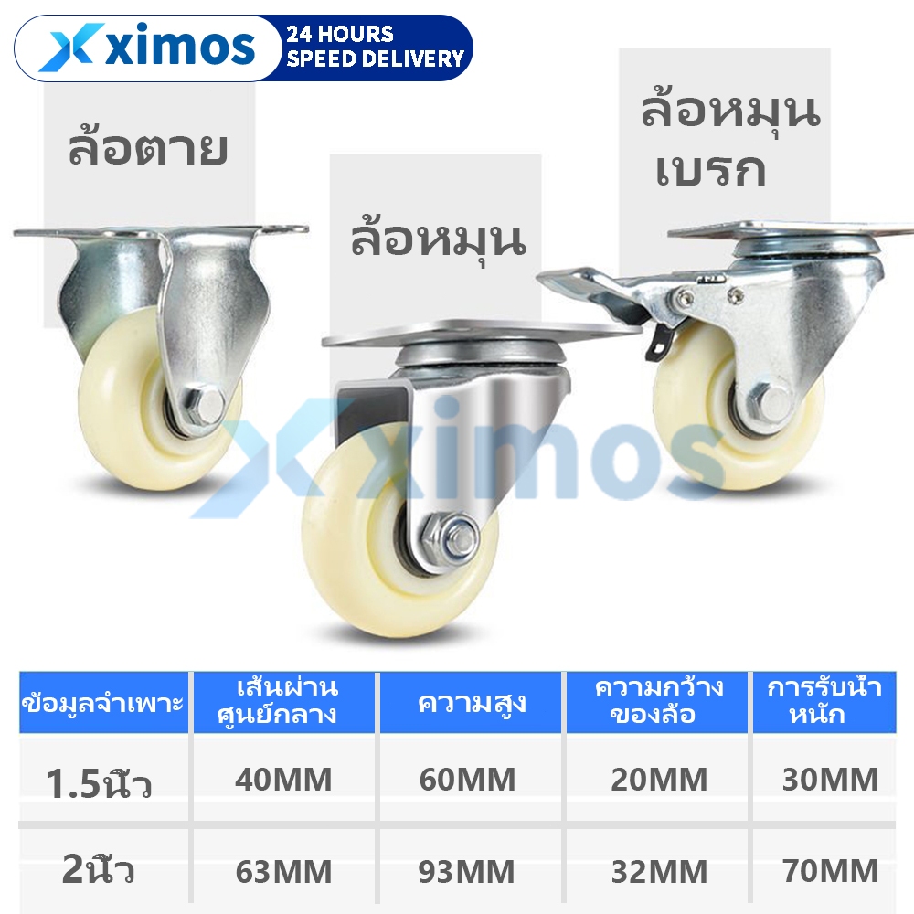 ล้อไนล่อน ล้อรถเข็น ล้ออะไหล่ ล้อเฟอร์นิเจอร์ 1.5นิ้ว 2นิ้ว ล้อลูกปืน แบริ่ง ขาปั๊ม แป้นหมุน เอนกประสงค์