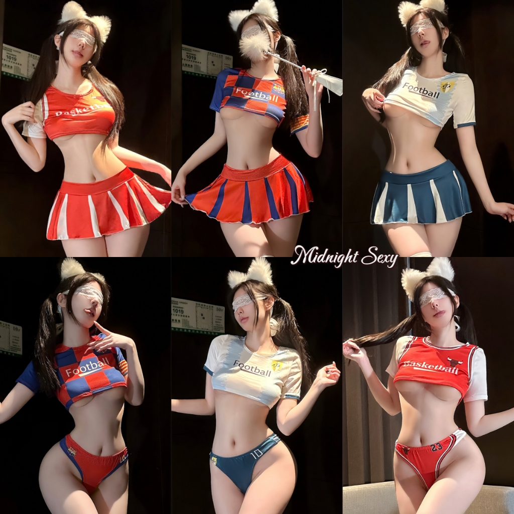 ชุดนอนเซ็กซี่ ชุดหลีดเดอร์บอล💥cosplay✨ลายเส้น แขนสั้น กระโปรงพลีท เว้าหลัง💋ฟรีไซส์ ส่งจากไทย