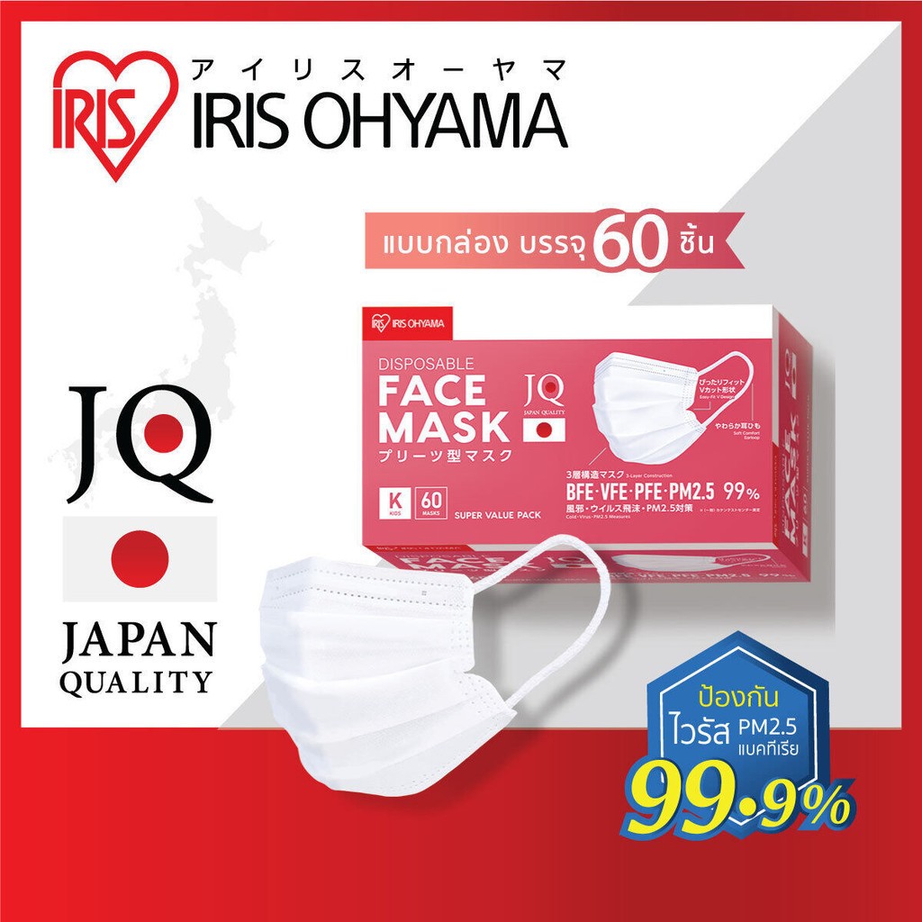 ✅ของแท้💯🧸Exp.11/27 (60ชิ้น) Size K เด็ก1-6 ขวบ IRIS OHYAMA หน้ากากอนามัยเด็ก