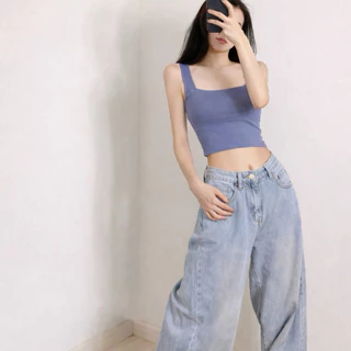 💕PP♡CLOSET💕พร้อมส่ง30สี !!เสื้อครอปกล้าม เสื้อครอปคอเหลี่ยม ผ้าหนา2ชั้นทั้งตัว ทรงเข้ารูปสวยแนบตัว