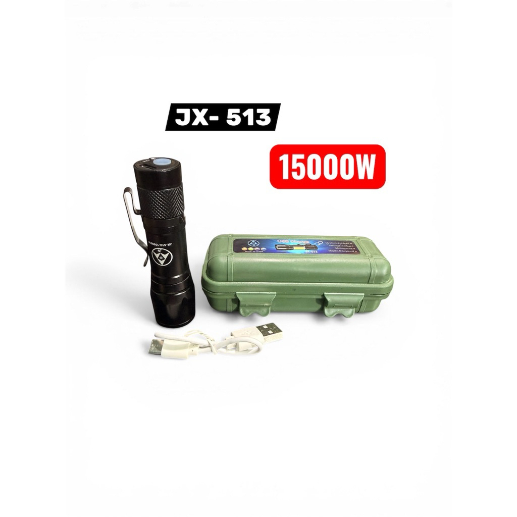 ไฟฉายความสว่างสูง USB JX-511 มีไฟข้าง ไฟฉายแรงสูงซูม 4 เท่า 3 โหมด แข็งแรง ทนทาน