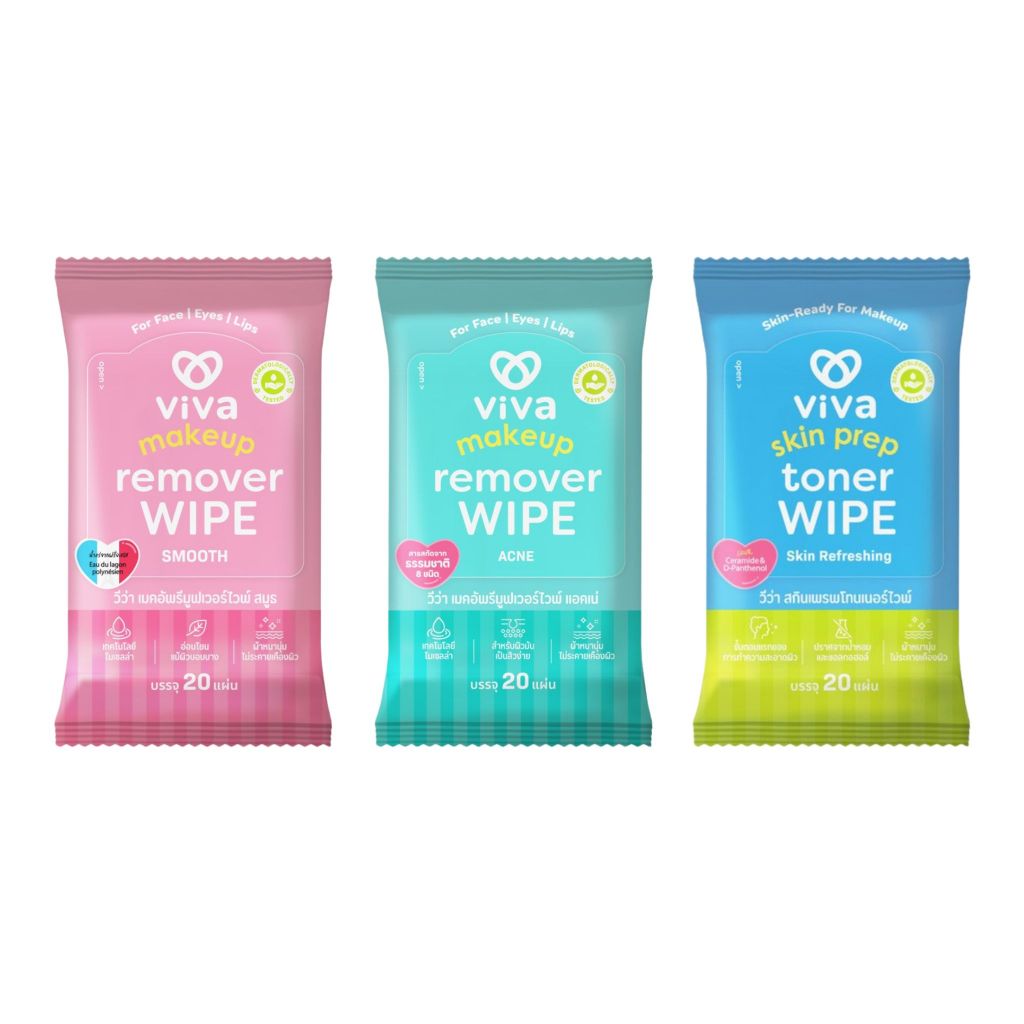 Viva makeup remover wipe  20 sheets ทิชชู่เปียกเช็ดเครื่องสำอาง