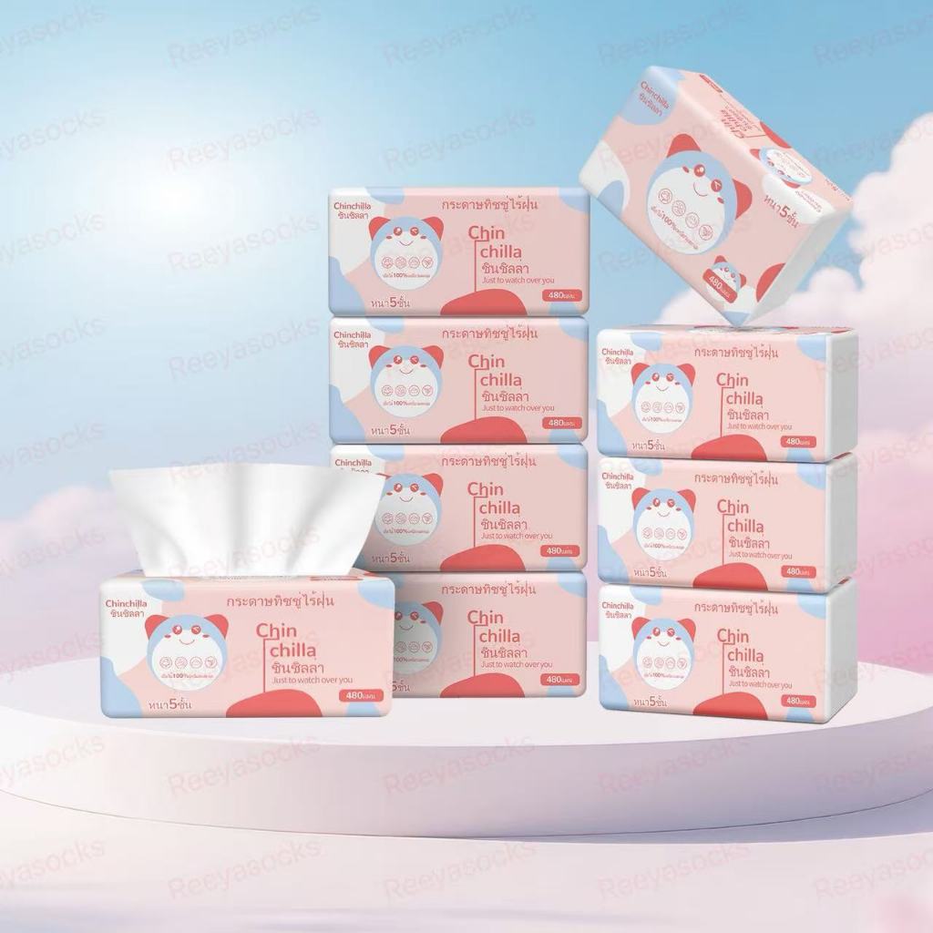 Chinchilla สุดคุ้ม🎉1ลัง72ห่อ🎉กระดาษทิชชู่ หนา5ชั้น 480แผ่น ขนาด:175*150 ทิชชู่พาพา แช็คหน้า รูปที่ 5