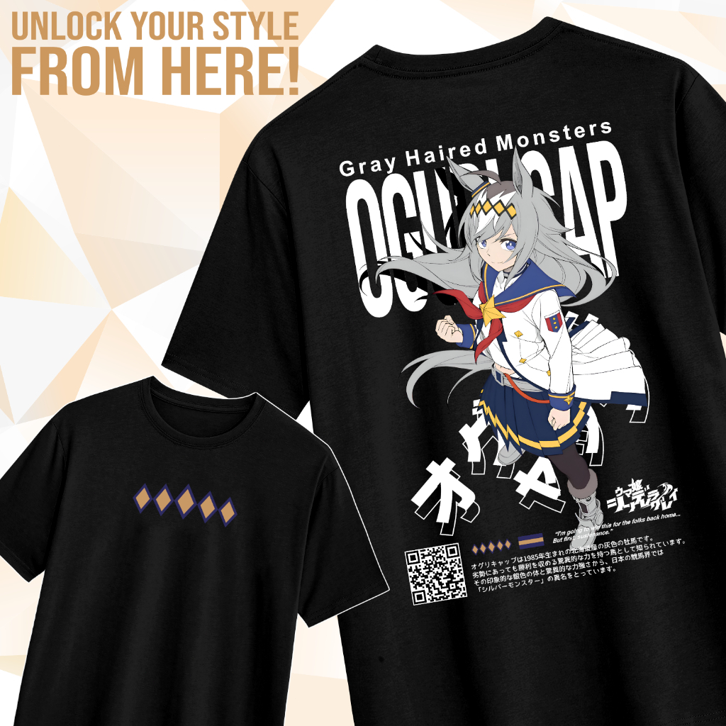 OGURI CAP UMA MUSUME เสื้อยืด ANIME GAME เสื้อยืด - ผ้าฝ้ายหวีดผู้ชายผู้หญิงด้านบน
