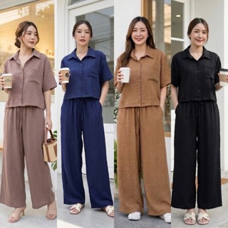 Silla กางเกงขายาว ชุดเซ็ต รุ่น Minimal M08 สีพื้น เนื้อผ้าไห…