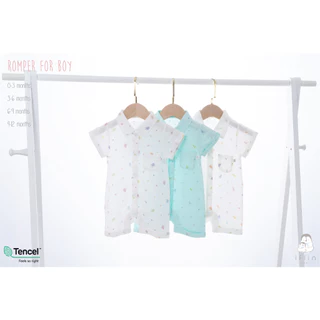 Iflin Baby - ชุดไปเที่ยว เด็กผู้ชาย ขาสั้นแขนสั้น ปกเชิ้ต (ไม่รวมหมวก) - Boy Romper - มี 4 ไซส์