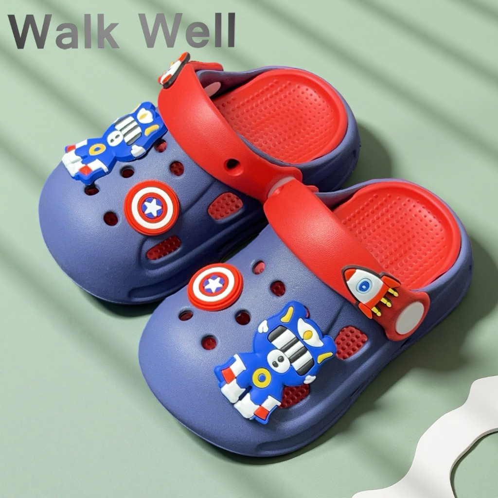 WalkWell รองเท้าเด็ก EVA กันลื่น กันน้ำ แห้งไว ใส่สบาย ระบายอากาศ ฤดูร้อน สงกรานต์ รองเท้าเด็กชายหญิง 24-35