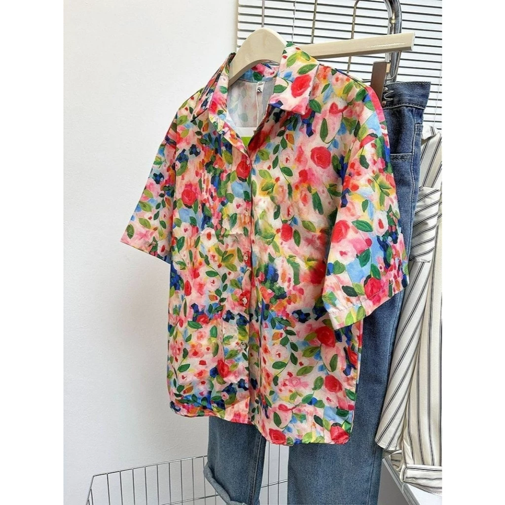 Bella Shop เสื้อลายดอกไม้ แขนสั้น ทรงหลวม ใส่สงกรานต์ thumbnail 10