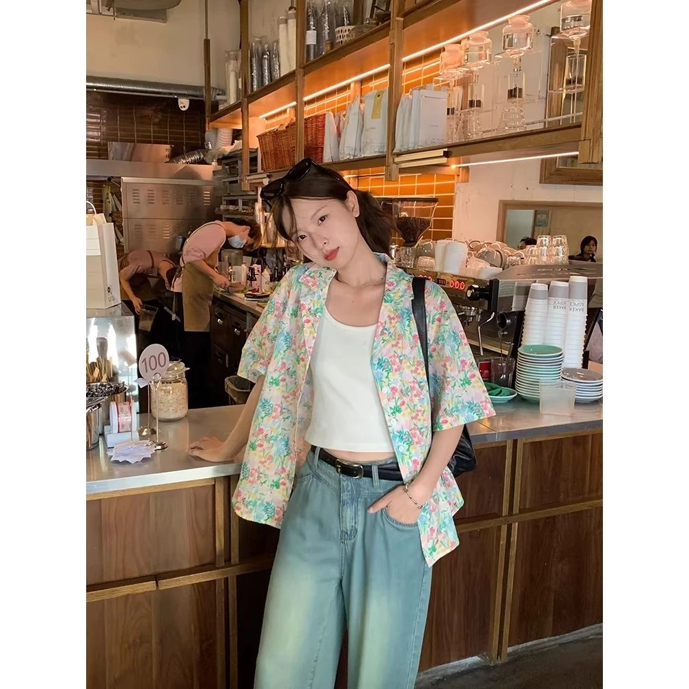 Bella Shop เสื้อลายดอกไม้สงกรานต์ สไตล์เกาหลี แขนสั้น thumbnail 7