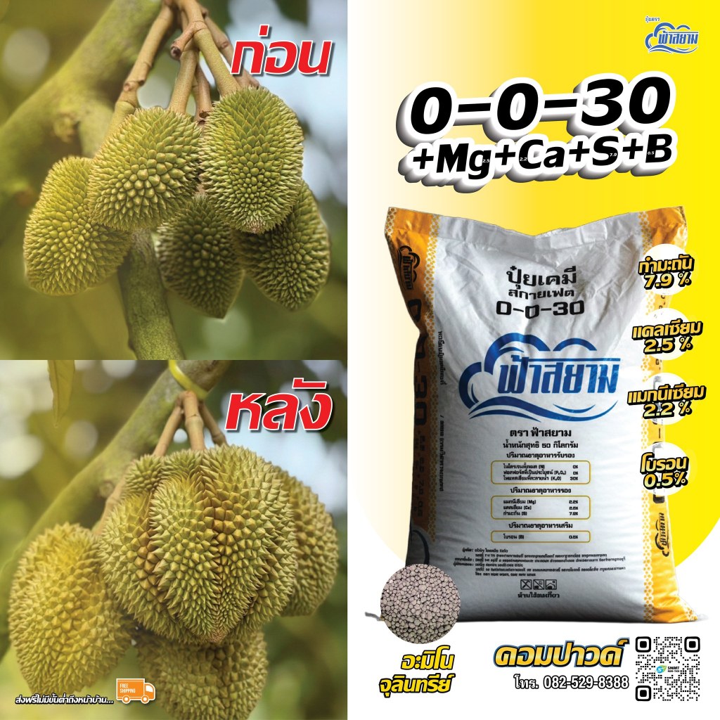 ปุ๋ยเคมี 0-0-30 คอมปาวด์ ซัลเฟรต ไม่ใช้มูลสัตว์