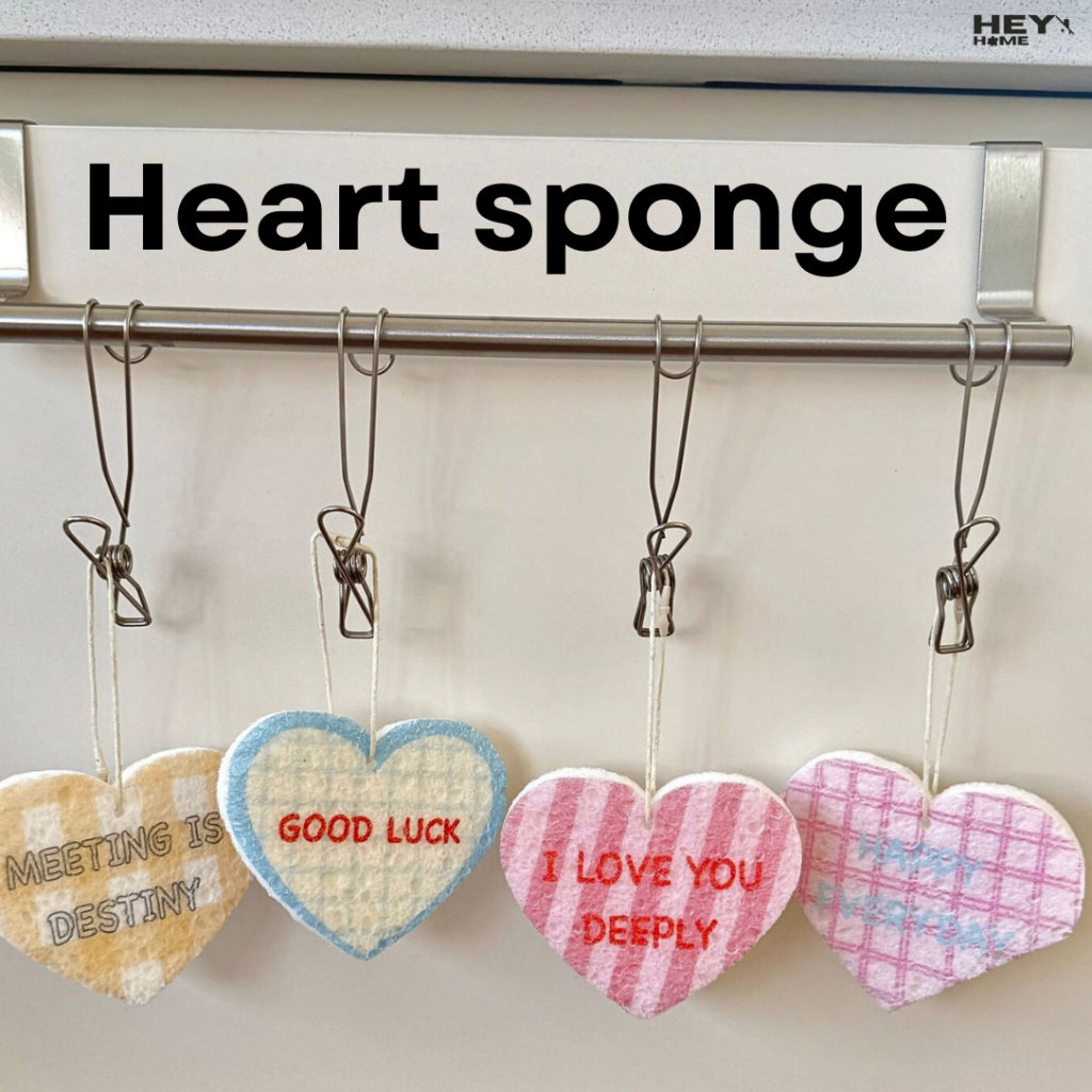 Heyhome ฟองน้ำล้างจาน Heart Sponge ลายหัวใจ ฟองน้ำนุ่ม น่ารัก สดใส
