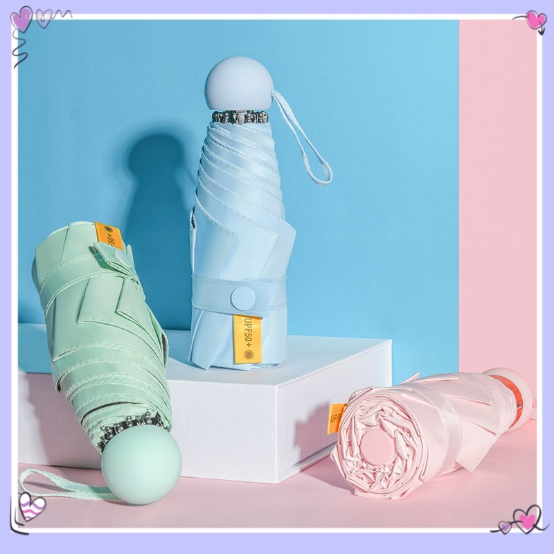 Umbrella, ร่มกันรังสี UV • ร่มแคปซูลมินิพับ5ครั้ง • น้ำหนักเบาพกพาได้ ทั้งร่มกันแดดและกันฝน สำหรับสตรี