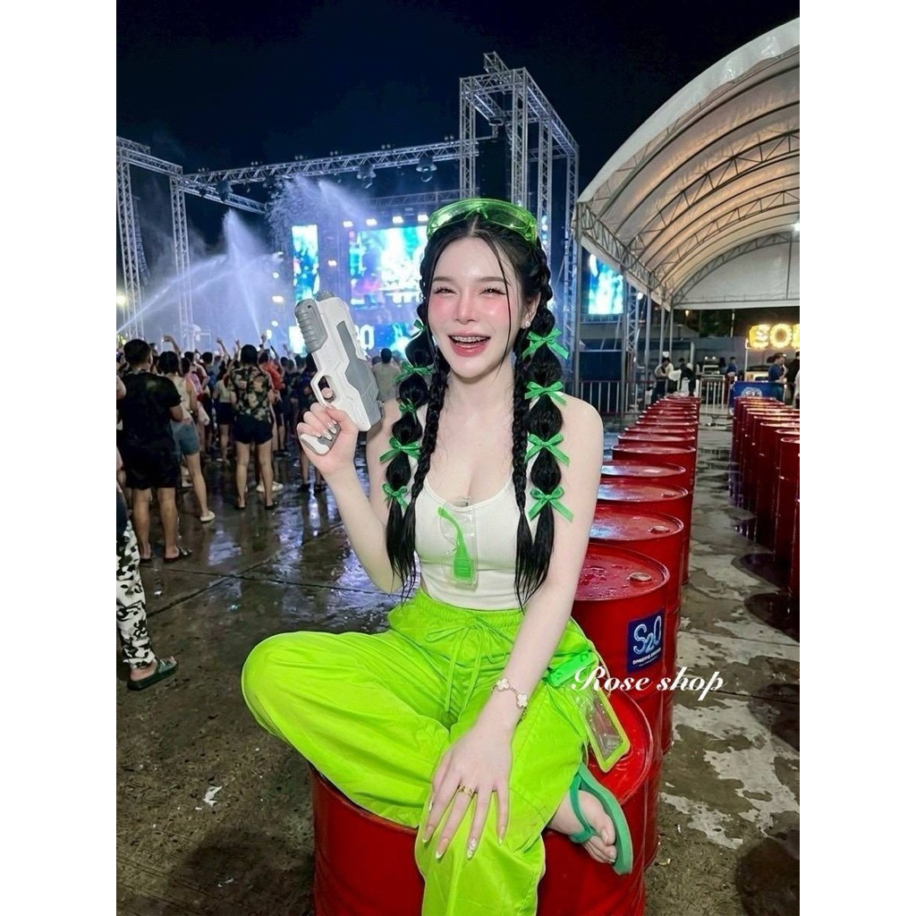 Phapassz – เซท 4 ชิ้น บอดี้สูทมาพร้อมกางเกงผ้าร่มเอวสม๊อคยืดได้ *แว่นกระเป๋าคละสี* #Roseshop ราคา ถูกที่สุด ดีลบีเคเค แกลเลอรีภาพที่ 7