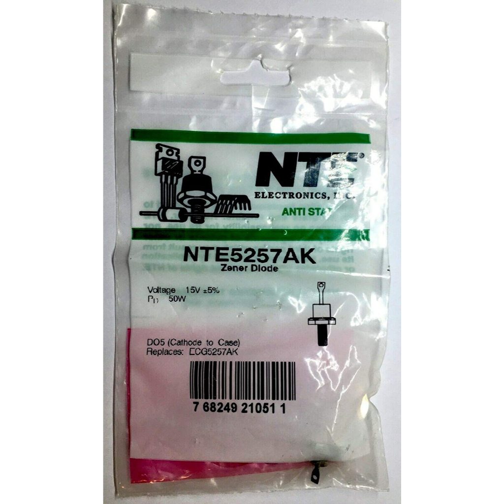 NTE NTE5257AK ZENER DIODE 15V 50W DO-5 5% Cathode CASE.