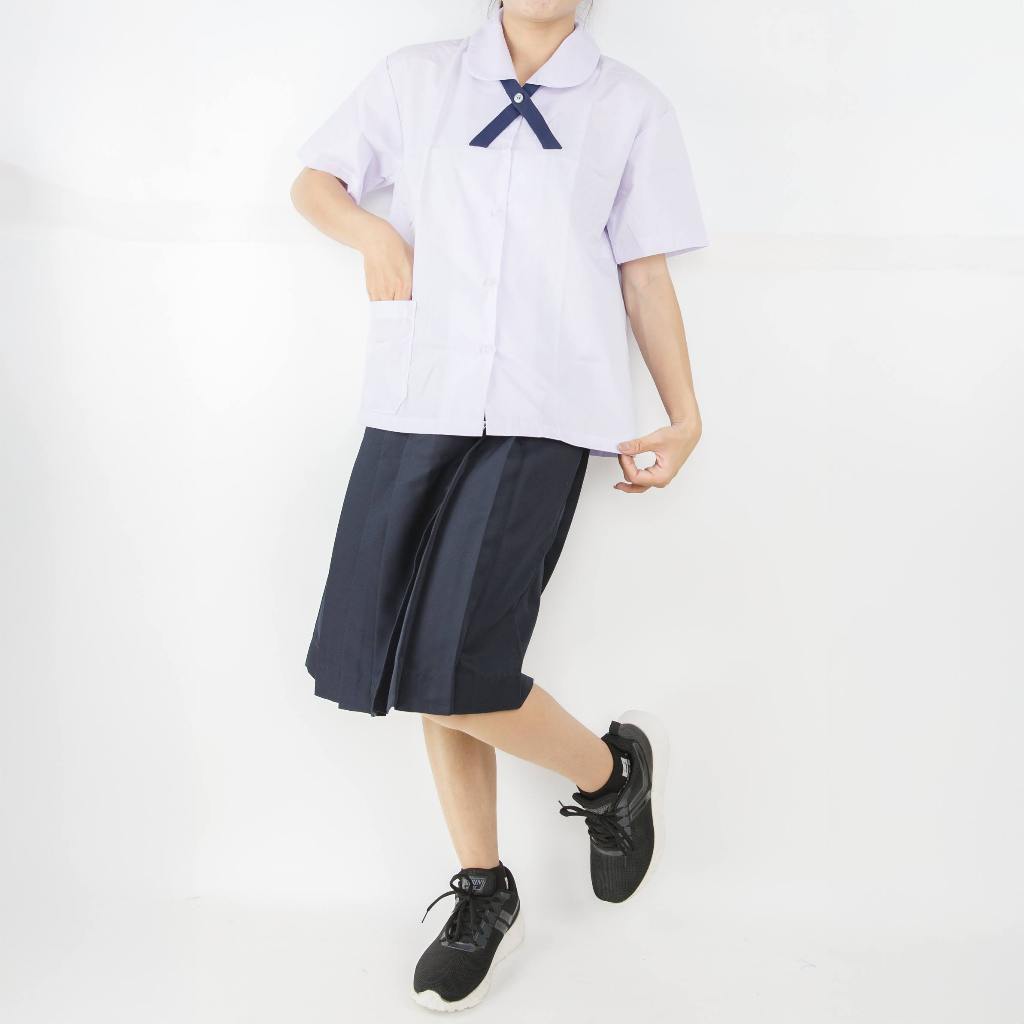 เสื้อนักเรียนประถมหญิงคอบัวกระดุมผ่า ชัยยะโรงงานไทย ผ้าค็อตตอน