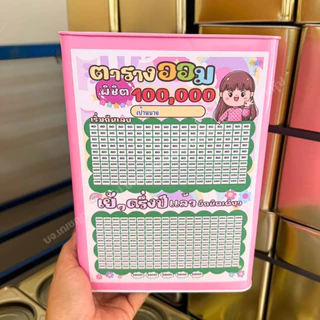 กระปุกออมสินสีชมพูพาสเทล (เคลือบ3ชั่น) 23cm พร้อมตารางออม สติ๊กเกอร์น่ารักv365 วัน