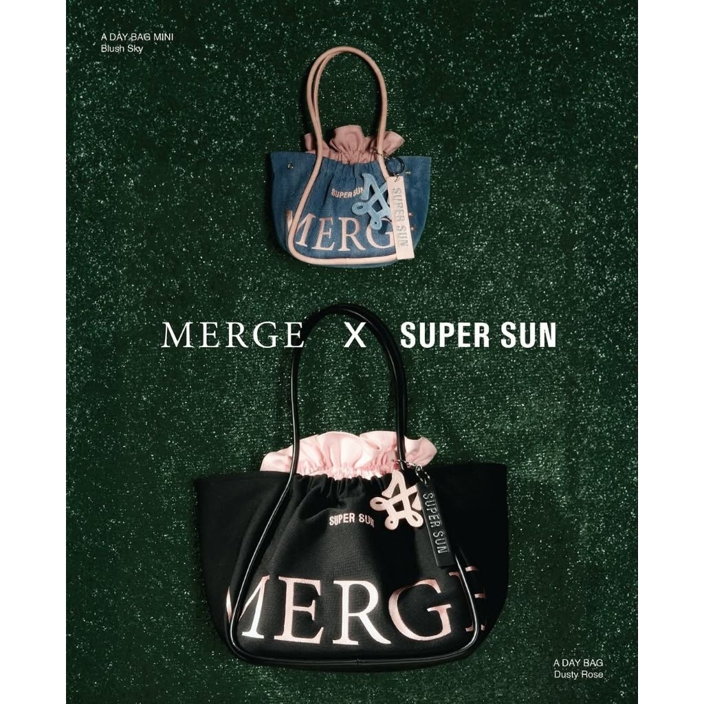[รับประกันของแท้💯🔥]Merge A Day Bag x Super Sun In Dusty Rose & Mini Blush Sky🌹🩵🩷🖤