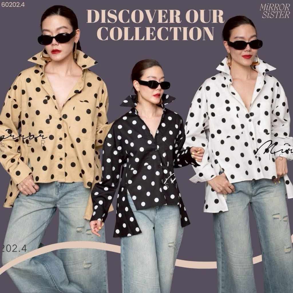 ••MiRROR SiSTER‘s PoTTA Polka dot OVeRSiZE SHiRT••
