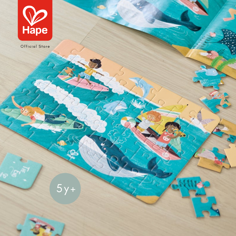 Hape - Ocean Friends Puzzle Puzzle Bercerita 3 Set 48 Keping Teman-Teman Laut 5Y+ gambar 4