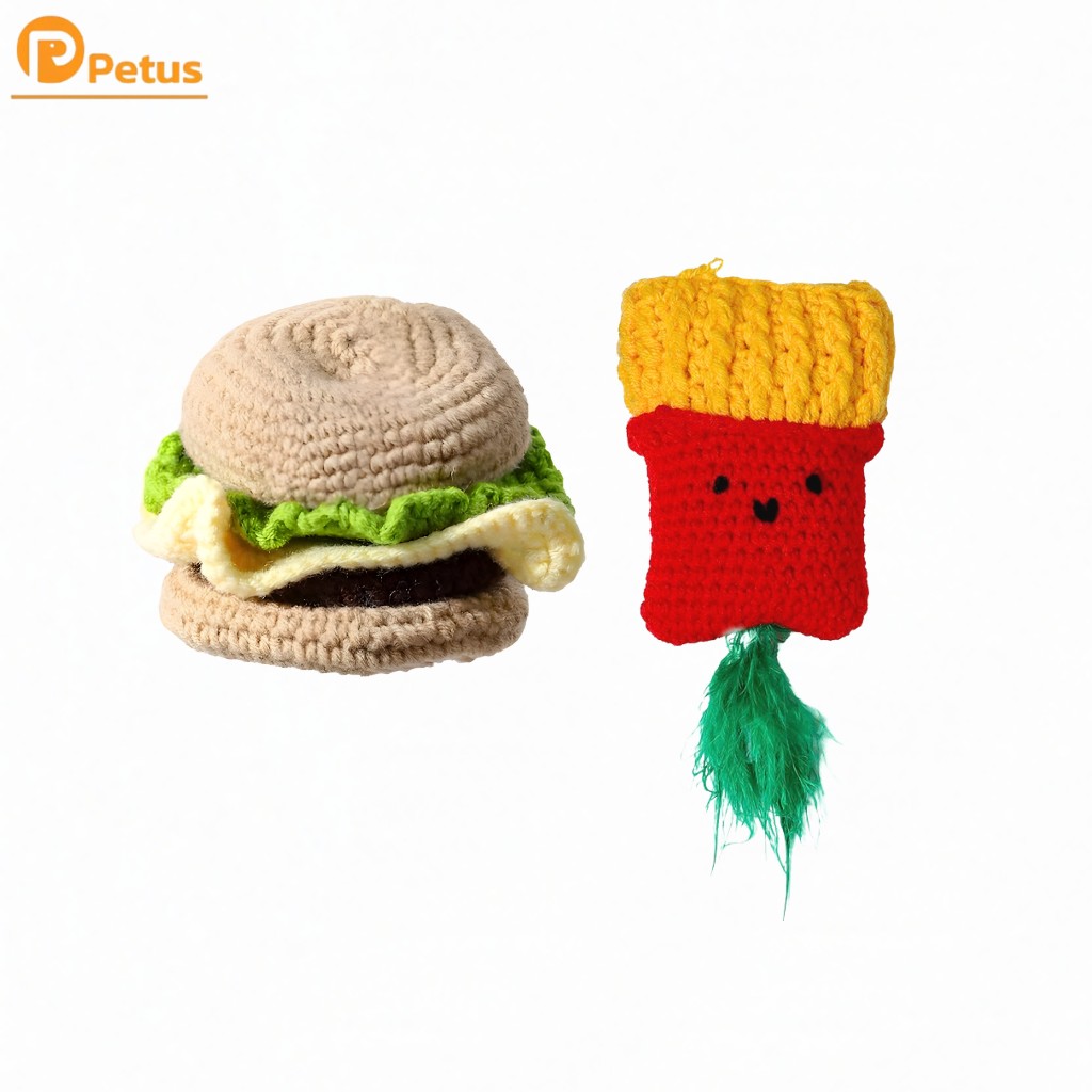 ไหมพรมของเล่นแมว ตุ๊กตาของเล่นแมว Knitted Cat Toy มีให้เลือก 5แบบ ไหมพรมคุณภาพสูง ปลอดภัยต่อสัตว์เลี้ยง Petus pet