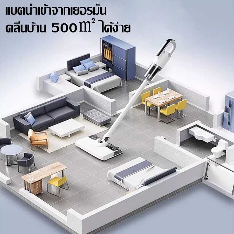 【รับประกัน 5ปี】เครื่องดูดฝุ่นไร้สาย 980000Pa หัวดูดใหญ่ขึ้น ไม่มีตกค้าง ใช้งานแบต300นาที ที่ดูดฝุ่นไร้สาย Vacuum Cleaner thumbnail 4