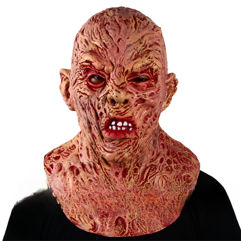 หน้ากากผี Freddy mask Face Latex High-end ตกแต่งงานปาร์ตี้ วันวันฮาโลวีน แกล้งคน Halloween prank Mon