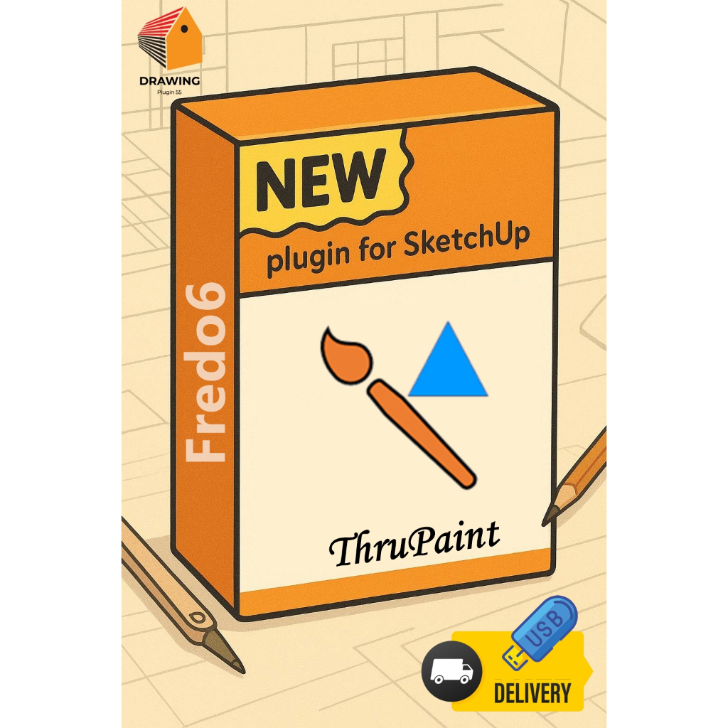 Fredo6 🧡 ThruPaint สำหรับทาสีหรือใส่ Material ให้โมเดลsketchup |Plugin For SU⭐จัดส่งshopee express