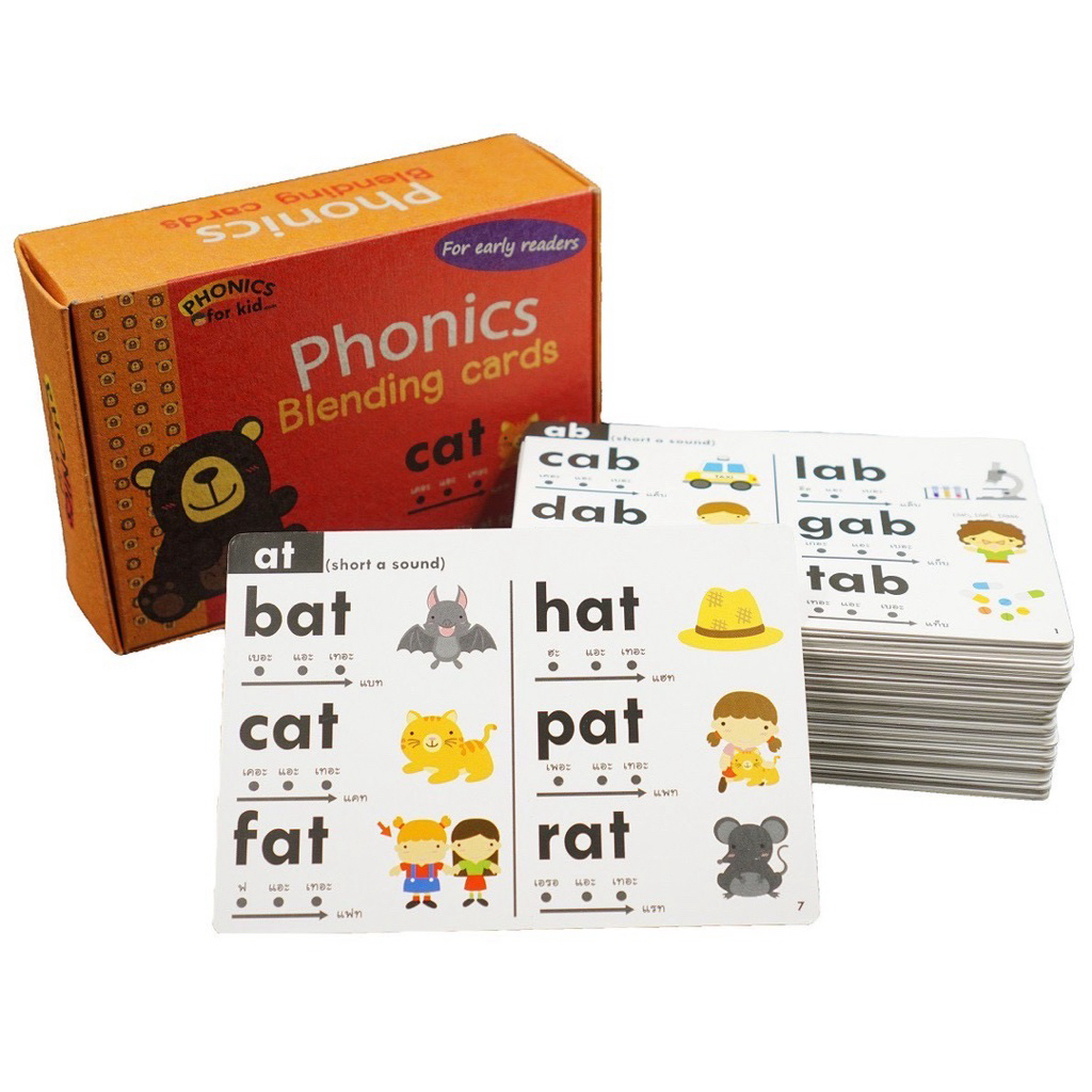 Phonics Blending Cards การ์ดหัดอ่านคำแบบโฟนิกส์ พร้อมคำอ่าน